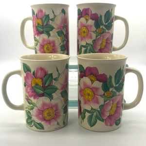 Otagiri Tea Cups Dog Rose Advantage Collection Coffee Mug FJ Warren Set of 4